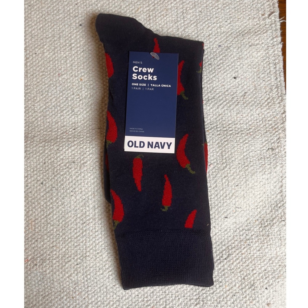 Old Navy Men's Chili Pepper Crew Socks One Size New With Tags